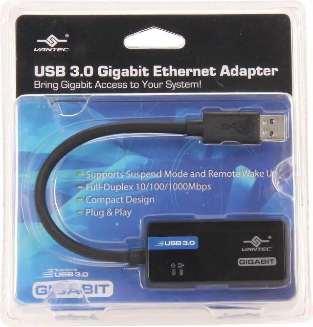 Alt view image 4 of 4 - Vantec CB-U300GNA USB 3.0 to Gigabit Ethernet Adapter - USB to RJ45- USB 3.0 Gigabit Adapter - USB 3.0 to Ethernet - USB 3.0 Adapter
