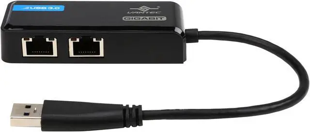 Alt view image 2 of 4 - VANTEC CB-U320GNA USB 3.0 To Dual Gigabit Ethernet Network Adapter