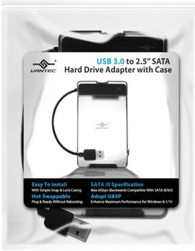 Alt view image 6 of 6 - VANTEC CB-STU3-2PB USB 3.0 to 2.5" SATA HDD Adapter with Case