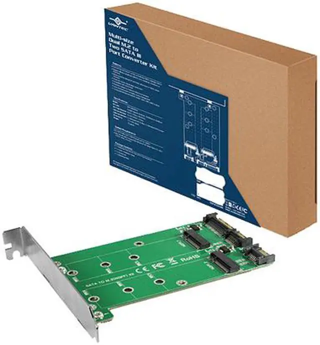 Alt view image 3 of 3 - VANTEC UGT-M2ST220 Multi-size Dual M.2 to Two SATA III Port Converter Kit