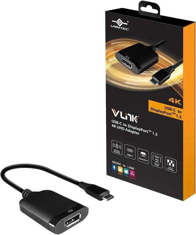 Alt view image 11 of 11 - VANTEC CB-CU300DP12 VLink USB-C To DisplayPort™ 1.2 4K/60Hz Active Adapter