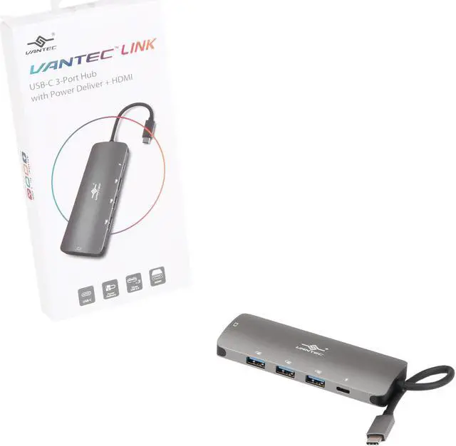 Alt view image 5 of 5 - VANTEC CB-CU301HSPD USB-C 3-Port Hub with Power Deliver + HDMI