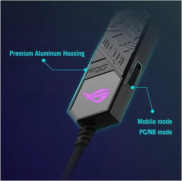 Alt view image 5 of 6 - ASUS ROG Clavis USB-C Gaming DAC (ESS 9281 QUAD DAC amplifier, AI Noise-Canceling Mic, MQA Rendering, Aura Sync RGB, Compatible with PC, mobile, PlayStation 5, and Switch)