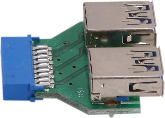 Alt view image 3 of 5 - Koutech IO-UU230 USB 3.0 20-Pin ICC to Dual Type-A Adapter