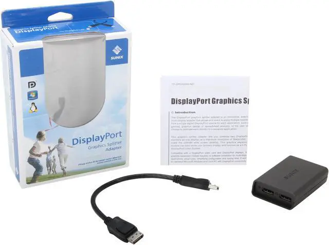 Alt view image 6 of 6 - Koutech IO-DPD200 DisplayPort to 2-Port DisplayPort Graphics Splitter Adapter
