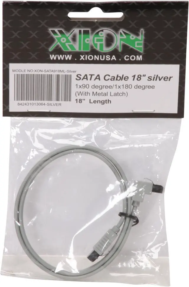 Alt view image 3 of 3 - XION XON-SATA918ML_Silver 1.5 ft. SATA II with Metal Latch Cable