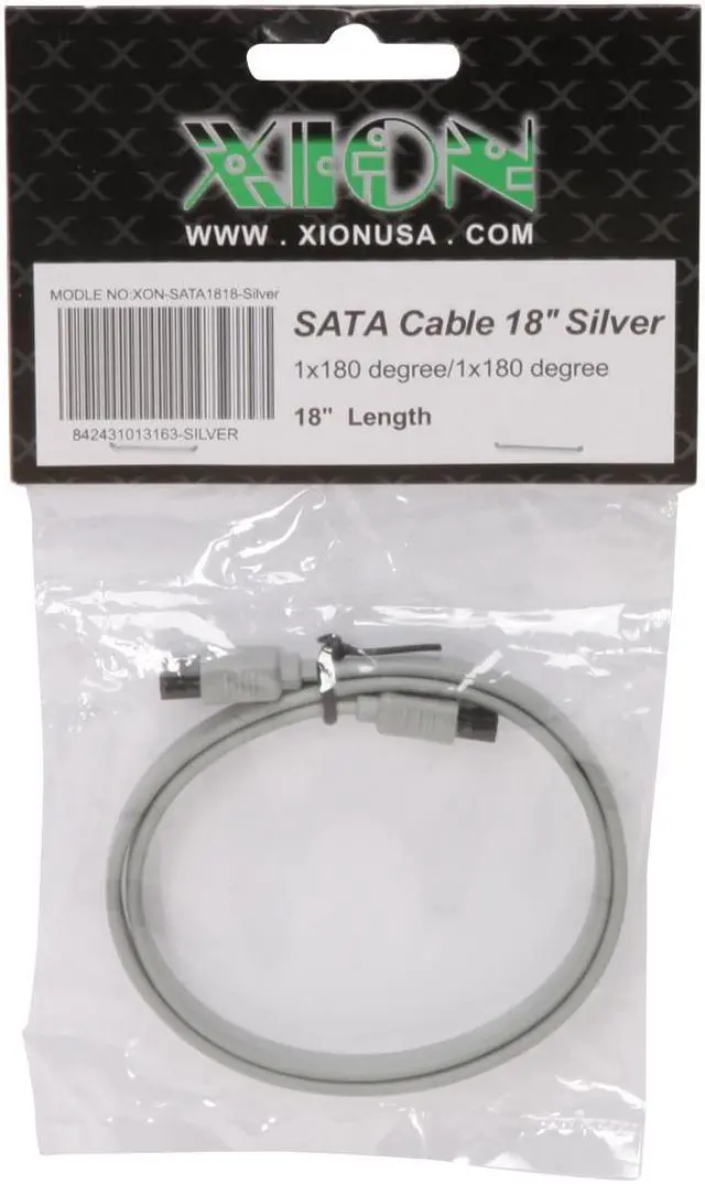 Alt view image 3 of 3 - XION XON-SATA1818_Silver 1.5 ft. SATA II Cable