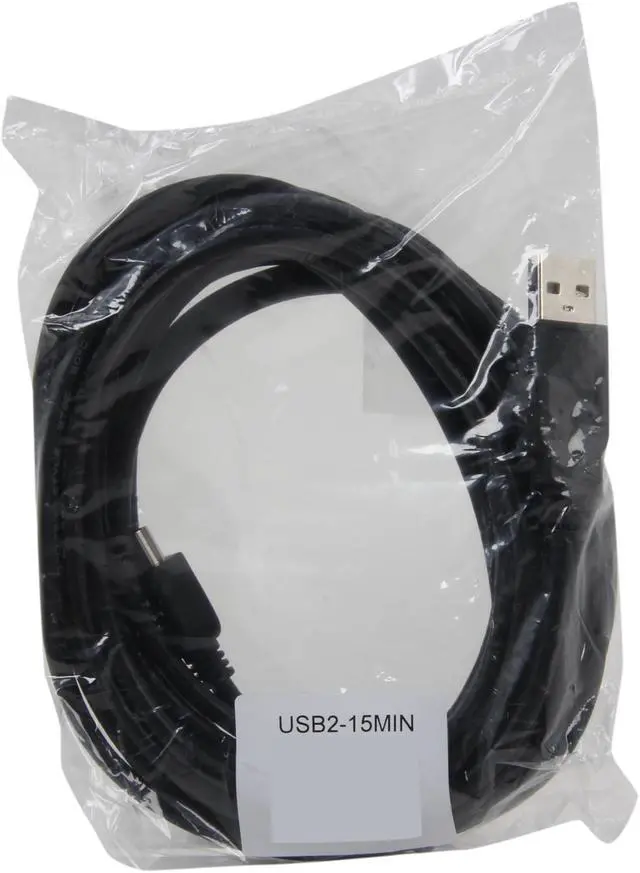 Alt view image 3 of 3 - BYTECC USB2-15MIN Black USB 2.0 Type A Male to Mini B Male Cable