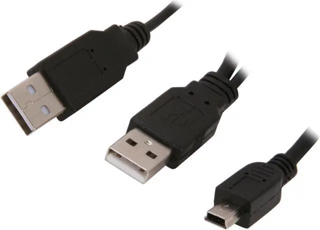 Main image of BYTECC USB2-HD201 Black USB 2.0 Y cable, A male x 2 to Mini B male x1, for 2.5" Enclosure or USB2.0 Hub