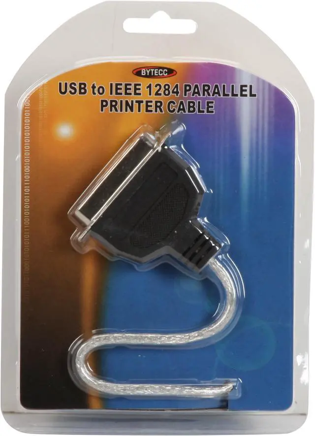 Alt view image 3 of 3 - BYTECC Model USB-1284 4.5 ft. USB-Parallel Cable With IEEE 1284 Bridge