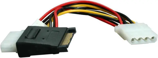 Alt view image 2 of 2 - BYTECC SATA-2LP4F 5 in. SATA Power Input 15pin to MOLEX 4pin + Floppy Power Adapter Cable