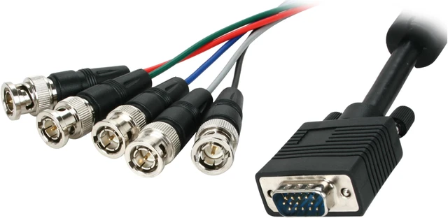 BYTECC VGA/5BNC-6BK 6 ft. VGA to 5BNC RGB Video Cable, Male to Male ...