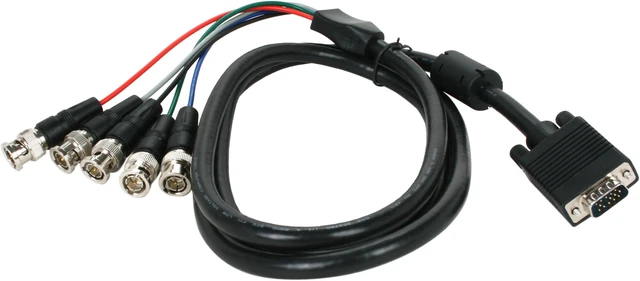 BYTECC VGA/5BNC-6BK 6 ft. VGA to 5BNC RGB Video Cable, Male to Male ...