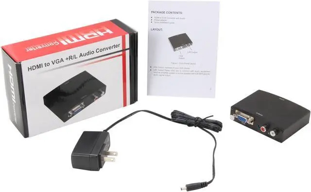 Alt view image 5 of 5 - HDMI to VGA Video + R/L Audio Converter w/ DC Adapter