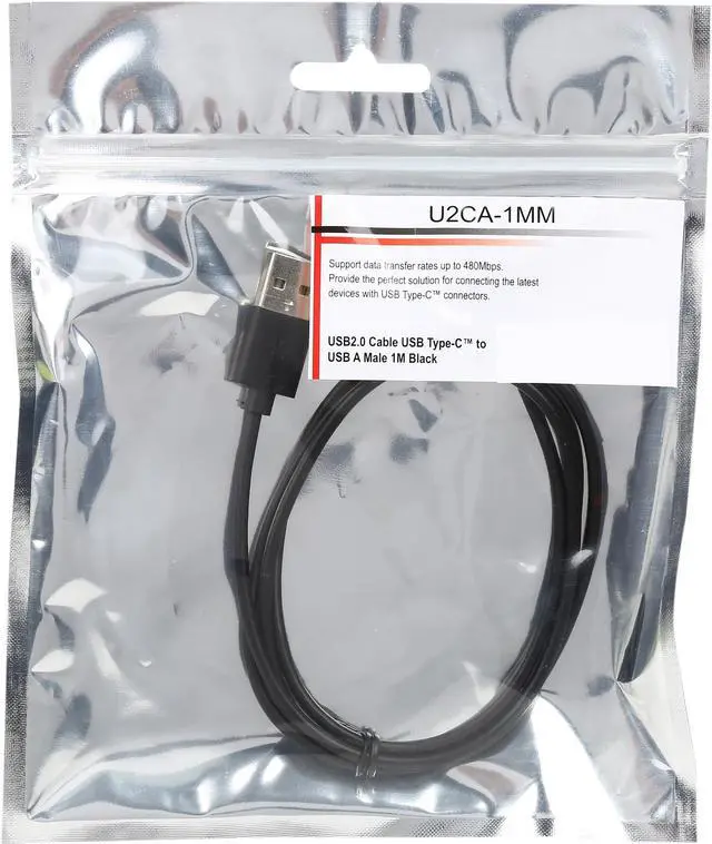 Alt view image 3 of 3 - BYTECC U2CA-1MM Black USB 2.0 Type-C to USB Type A Male cable