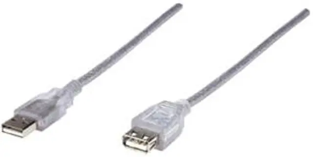 Alt view image 3 of 3 - MANHATTAN 340496 Translucent Silver Hi-Speed USB Extension Cable (M-F)