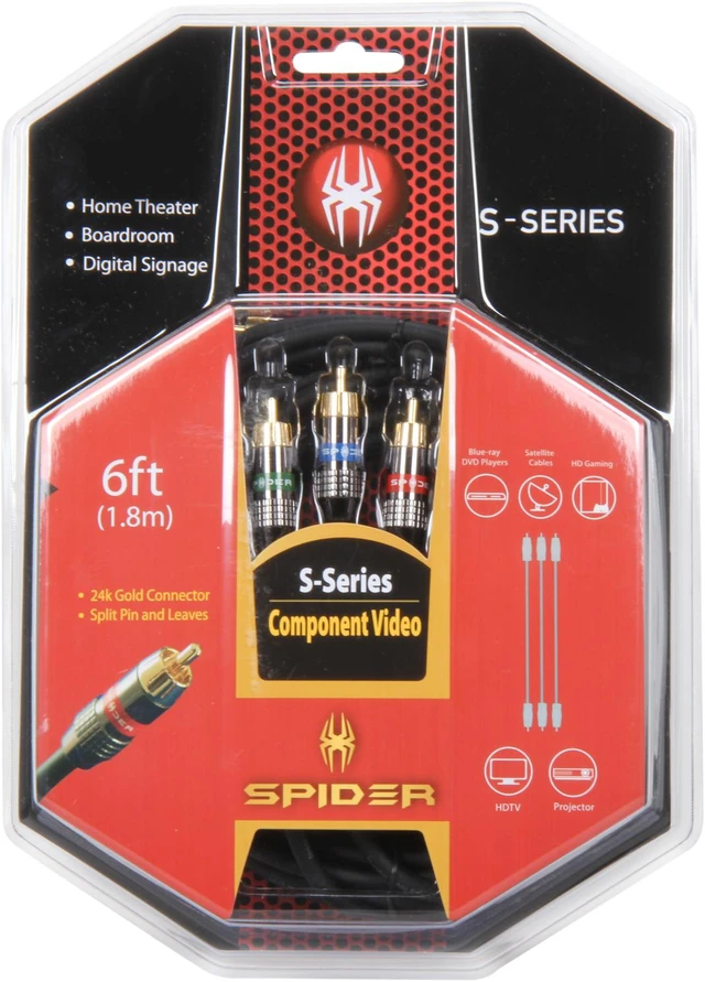 High Def Component Video Spider S-COMV-0006 6 ft. S-Series High Definition Component Video Cable ...