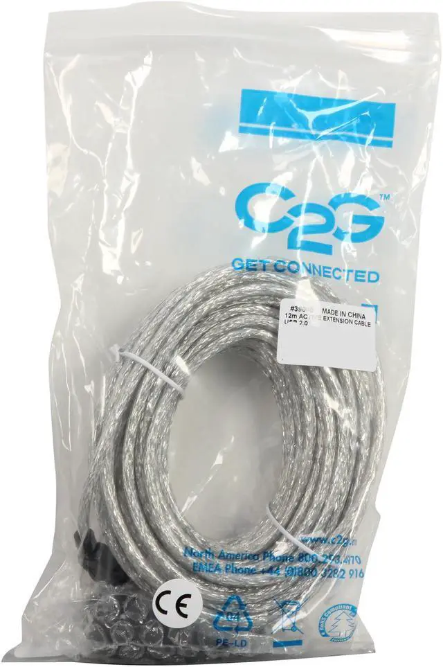 Alt view image 3 of 3 - C2G 39000 USB Active Extension Cable - USB 2.0 A Male to A Female Cable, White (39.4 Feet, 12 Meters)