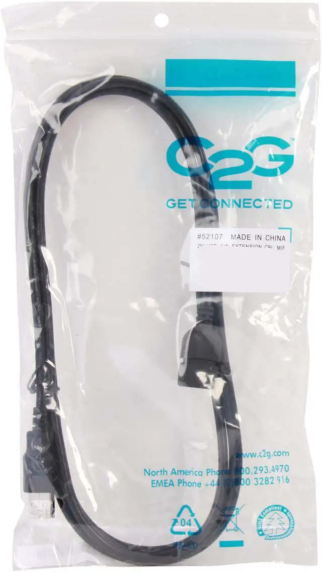 Alt view image 3 of 3 - C2G 52107 USB Extension Cable - USB 2.0 A Male to A Female Extension Cable, Black (6.6 Feet, 2 Meters)