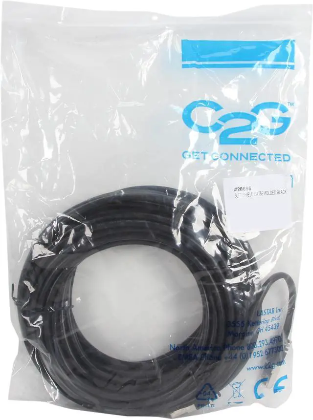 Alt view image 3 of 3 - C2G 28696 Cat5e Cable - Snagless Shielded Ethernet Network Patch Cable, Black (50 Feet, 15.24 Meters)