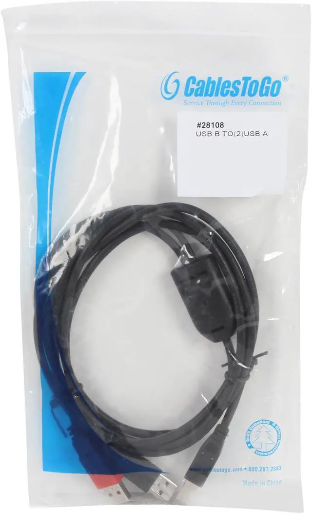 Alt view image 3 of 3 - C2G 28108 USB Cable - USB 2.0 One B Male to Two A Male Y-Cable, Black (6 Feet, 1.82 Meters)