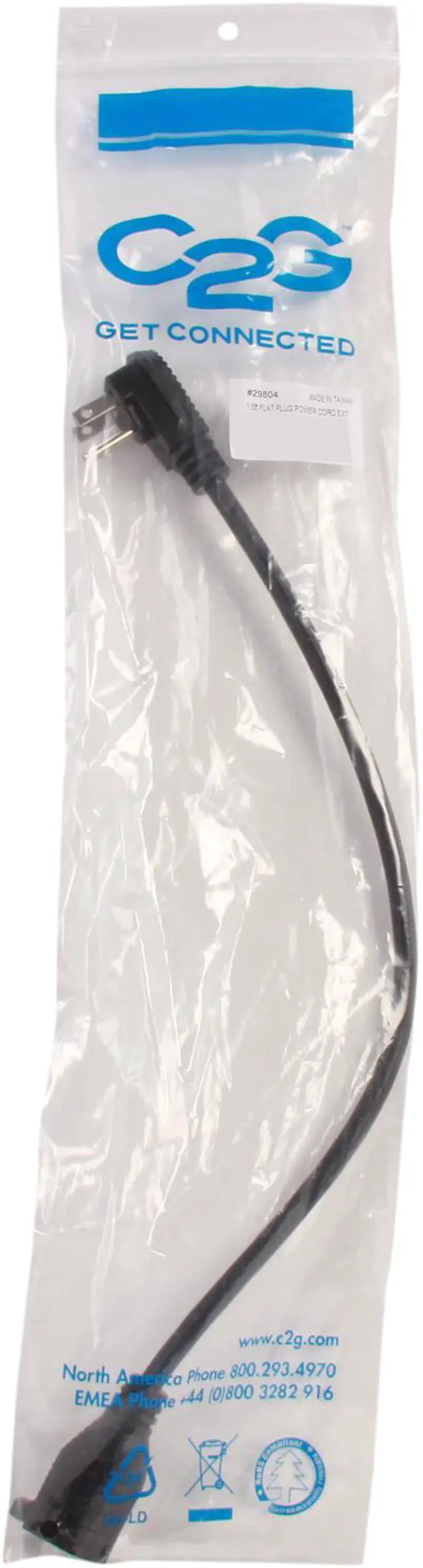Alt view image 3 of 3 - C2G 29804 18 AWG Flat Plug Power Strip Plus - NEMA 5-15P to NEMA 5-15R, TAA Compliant, Black (1.5 Feet, 0.45 Meters)