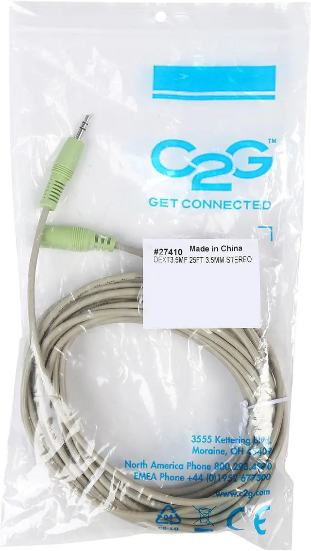 Alt view image 3 of 3 - C2G 27410 3.5mm M/F Stereo Audio Extension Cable (PC-99 Color-Coded) (25 Feet, 7.62 Meters)