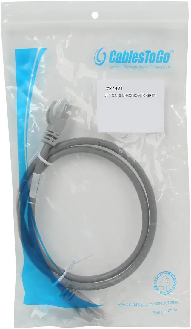 Alt view image 3 of 3 - C2G 27821 Cat6 Crossover Cable - Snagless Unshielded Network Patch Cable, Gray (3 Feet, 0.91 Meters)