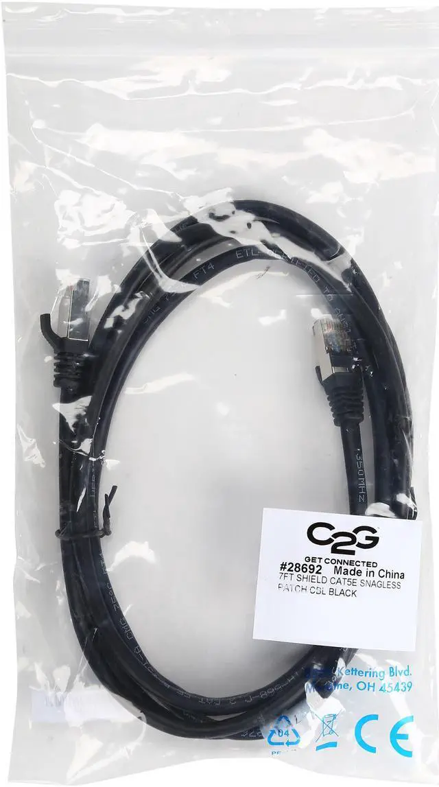 Alt view image 3 of 3 - C2G 28692 Cat5e Cable - Snagless Shielded Ethernet Network Patch Cable, Black (7 Feet, 2.13 Meters)