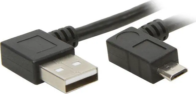 Main image of C2G 28113 USB Cable - USB 2.0 Right Angle A Male to Micro-USB B Right Angle Male Cable, Black (3.3 Feet, 1 Meter)