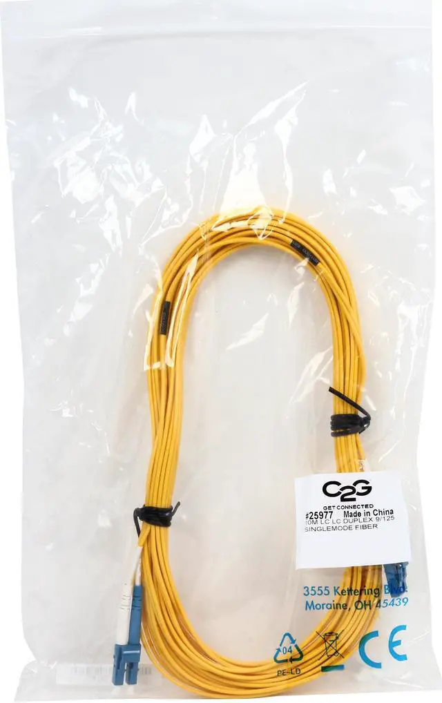 Alt view image 3 of 3 - C2G 25977 OS2 Fiber Optic Cable - LC-LC 9/125 Duplex Single-Mode PVC Fiber Cable, Yellow (32.8 Feet, 10 Meters)