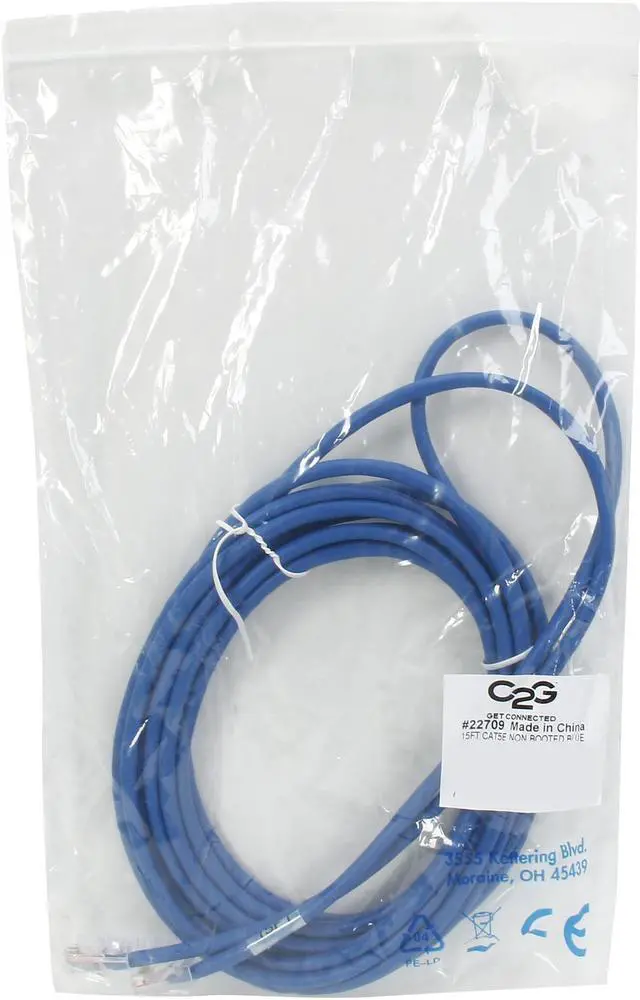 Alt view image 3 of 3 - C2G 22709 Cat5e Cable - Non-Booted Unshielded Ethernet Network Patch Cable, Blue (15 Feet, 4.57 Meters)
