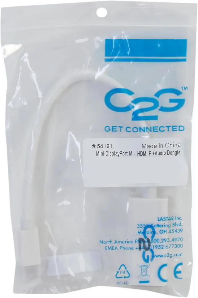 Alt view image 3 of 3 - C2G 54191 Mac-Compatible Mini DisplayPort 1.1 Male to HDMI Female Adapter Cable with Audio