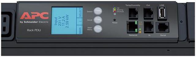 APC Rack Mount PDU, Metered 208V/60A Three-Phase PDU, (30) Outlets, 0U  Vertical Rackmount (AP8867)