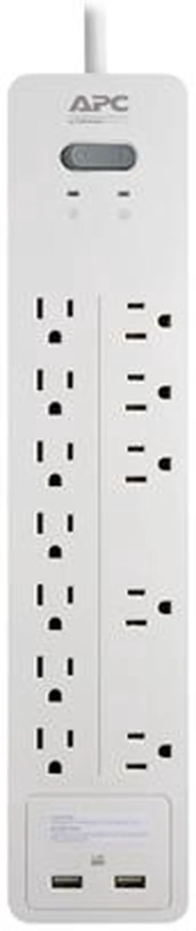 Alt view image 2 of 3 - APC 12-Outlet Surge Protector with USB Charging Ports, SurgeArrest Home / Office - White (PH12U2W)