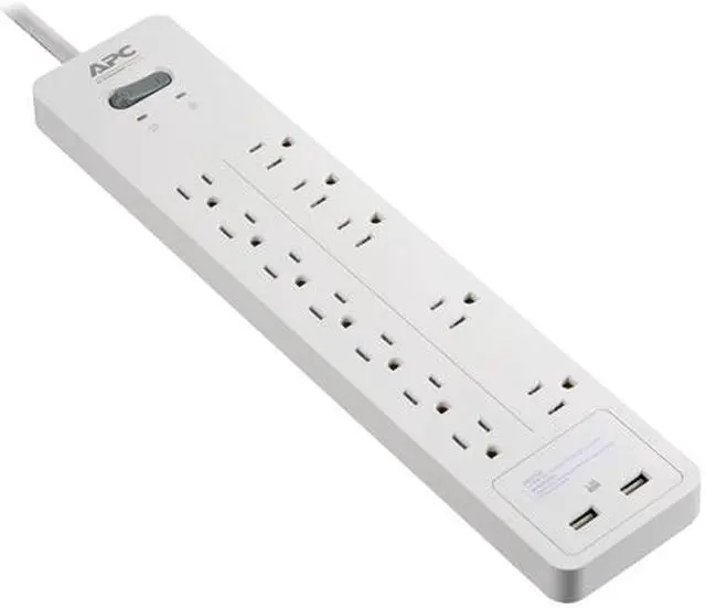 Alt view image 3 of 3 - APC 12-Outlet Surge Protector with USB Charging Ports, SurgeArrest Home / Office - White (PH12U2W)