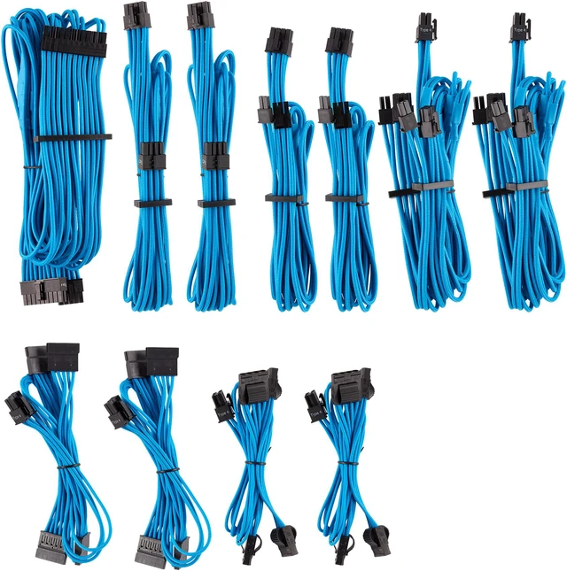 Main image of Corsair CP-8920225 Premium Individually Sleeved PSU Cables Pro Kit Type 4 Gen 4 - Blue