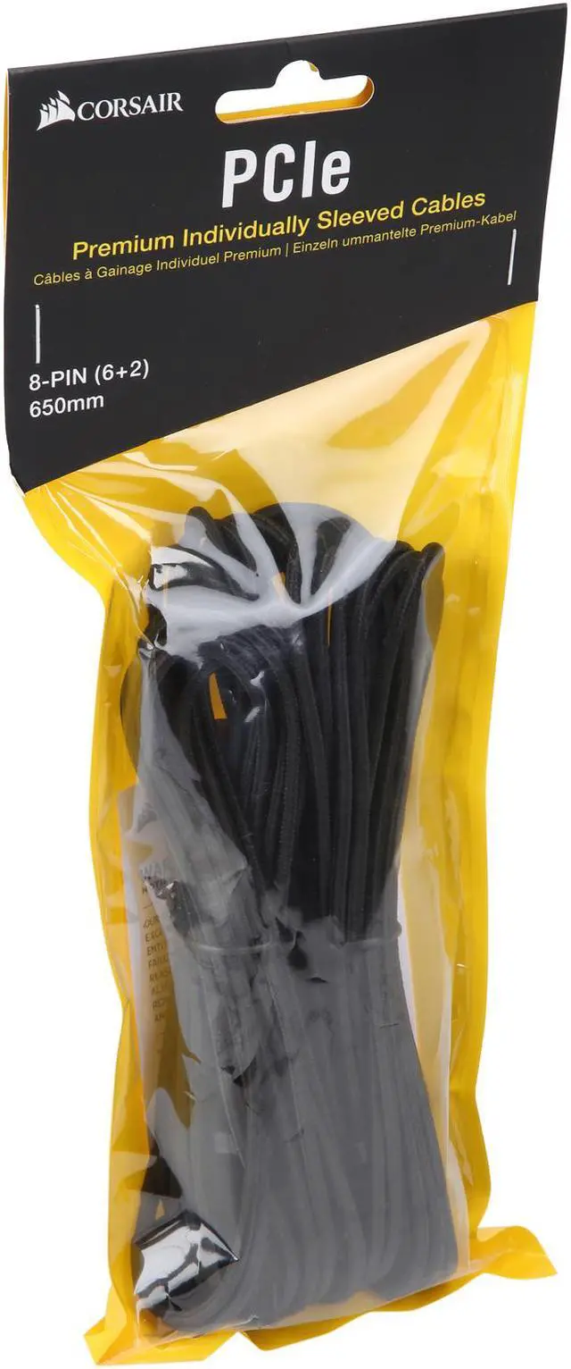 Alt view image 4 of 4 - Corsair CP-8920243 2.13 ft. (0.65m) Premium Individually Sleeved PCIe (Single Connector) Cables Type 4 Gen 4 - Black