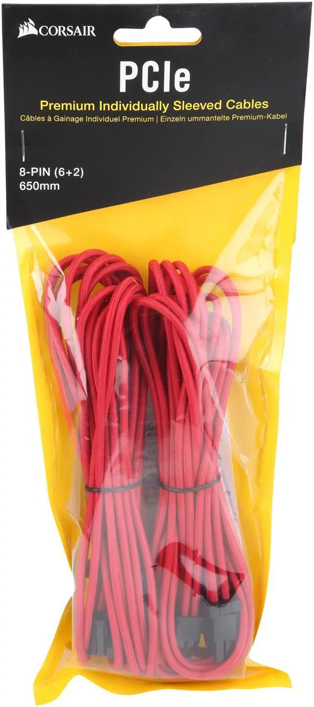 Alt view image 4 of 4 - Corsair CP-8920244 2.13 ft. (0.65m) Premium Individually Sleeved PCIe (Single Connector) Cables Type 4 Gen 4 - Red