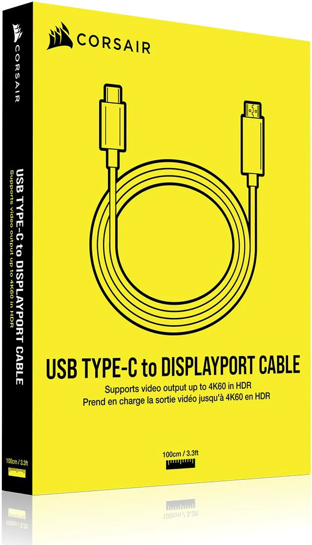 Alt view image 4 of 5 - CORSAIR USB Type-C to DP Cable – Connects USB Type-C Port to DisplayPort – 4K Video Support – HDR – 60Hz Refresh Rate (CU-9000005-WW)