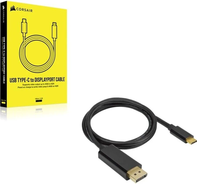 Alt view image 5 of 5 - CORSAIR USB Type-C to DP Cable – Connects USB Type-C Port to DisplayPort – 4K Video Support – HDR – 60Hz Refresh Rate (CU-9000005-WW)