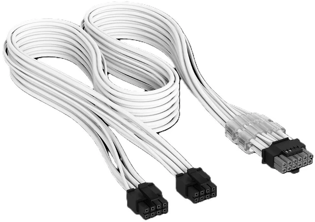 Main image of Corsair 650mm (25.59") Elite Premium Individually Sleeved, 2x 8-Pin to PCIe 12V-2x6 600W Cable, Type 5 - White