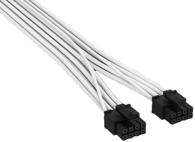 Alt view image 2 of 5 - Corsair 650mm (25.59") Elite Premium Individually Sleeved, 2x 8-Pin to PCIe 12V-2x6 600W Cable, Type 5 - White