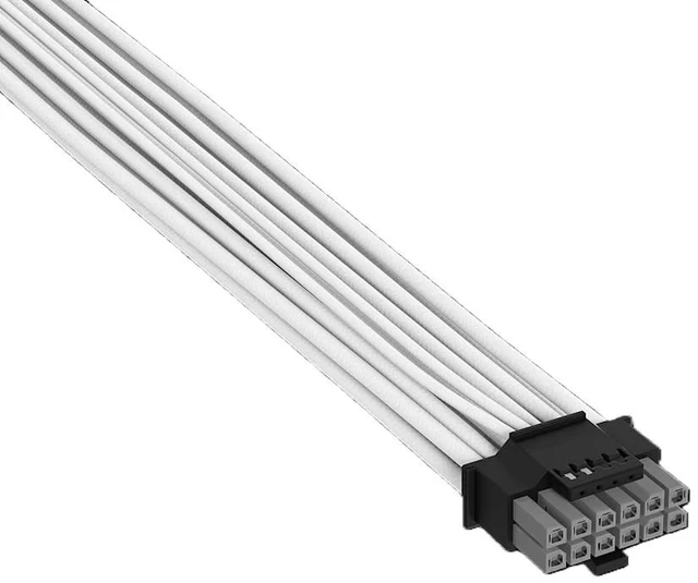 Alt view image 5 of 5 - Corsair 650mm (25.59") Elite Premium Individually Sleeved, 2x 8-Pin to PCIe 12V-2x6 600W Cable, Type 5 - White