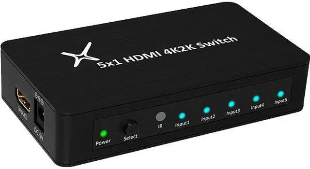 Main image of XtremPro 11007 HDMI Switch Ultra Slim 5x1 Ports, 5 in 1 out Aluminium w/ IR Remote & AC Adapter, Supports HDTV, 4K2K 1080P, 720P, Full 3D for PS, Xbox, Nintendo, Projector - Black