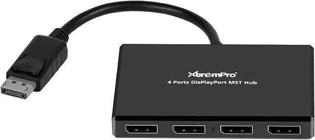 Alt view image 2 of 8 - XtremPro 61071 4 Port DisplayPort 1.2 to DisplayPort Multi Stream Transport MST Hub 1x4, 1 input 4 output DisplayPort Splitter, Up to 21.6 Gbps for Windows PCs - Black