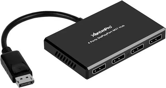 Alt view image 3 of 8 - XtremPro 61071 4 Port DisplayPort 1.2 to DisplayPort Multi Stream Transport MST Hub 1x4, 1 input 4 output DisplayPort Splitter, Up to 21.6 Gbps for Windows PCs - Black