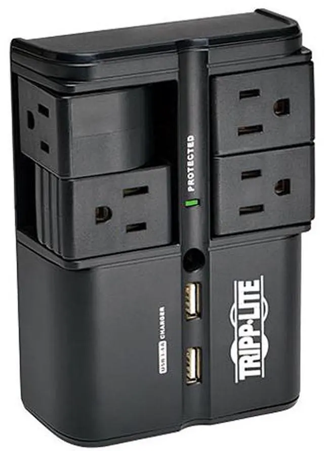 Main image of Tripp Lite SK40RUSBB Protect It! 4-Rotatable Outlet Surge Protector, Direct Plug-In, 1080 Joules, 2 USB Charging Ports 3.4A
