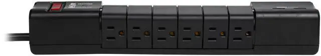 Alt view image 4 of 7 - Tripp Lite TLP608RUSBB Protect It! 6- Rotatable Outlet Surge Protector, 8-ft. Cord, 1080 Joules, 2 USB Charging Ports (3.4A)
