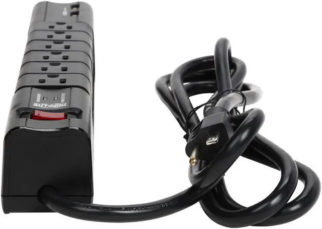 Alt view image 7 of 7 - Tripp Lite TLP608RUSBB Protect It! 6- Rotatable Outlet Surge Protector, 8-ft. Cord, 1080 Joules, 2 USB Charging Ports (3.4A)